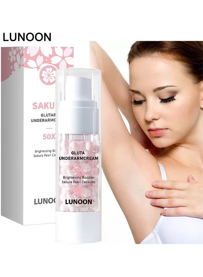 LUNOON Sakura Pearl Capsules Gluta Brightening Underarm Cream, Sakura Underarm Whitening Cream, Sakura Pearl Capsule, Brightening Booster Sakura Pearl Capsules, Sakura Gluta Brightening Underarm Cream - Image 1